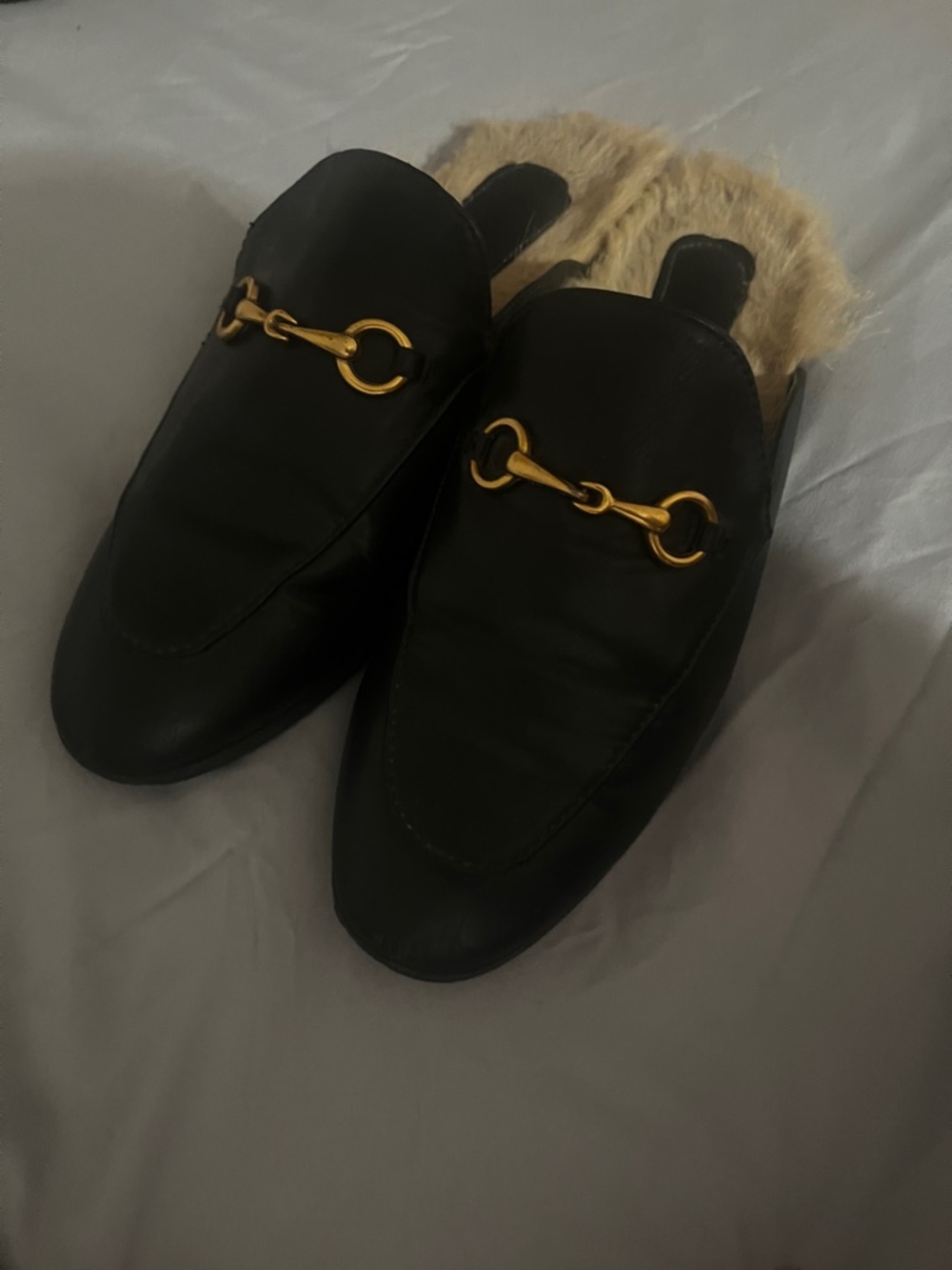 Black Fur Mules